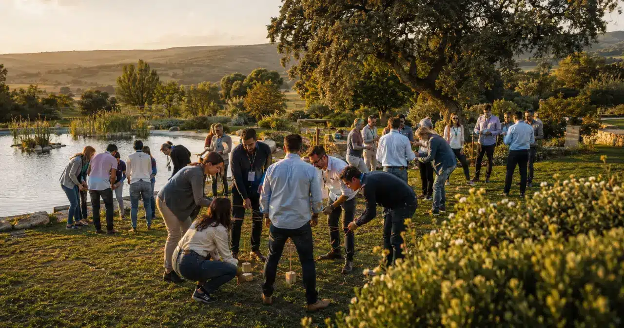 Jornada de team building al aire libre en los jardines de la finca Alto del Cenador, Seseña Madrid